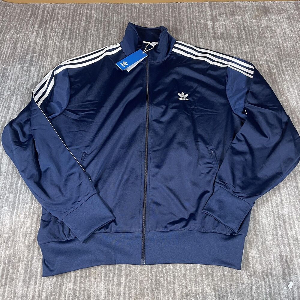 Adidas Firebird Track Jacket Mens XL Blue Originals 3 Stripe Full Zip IR9893 New